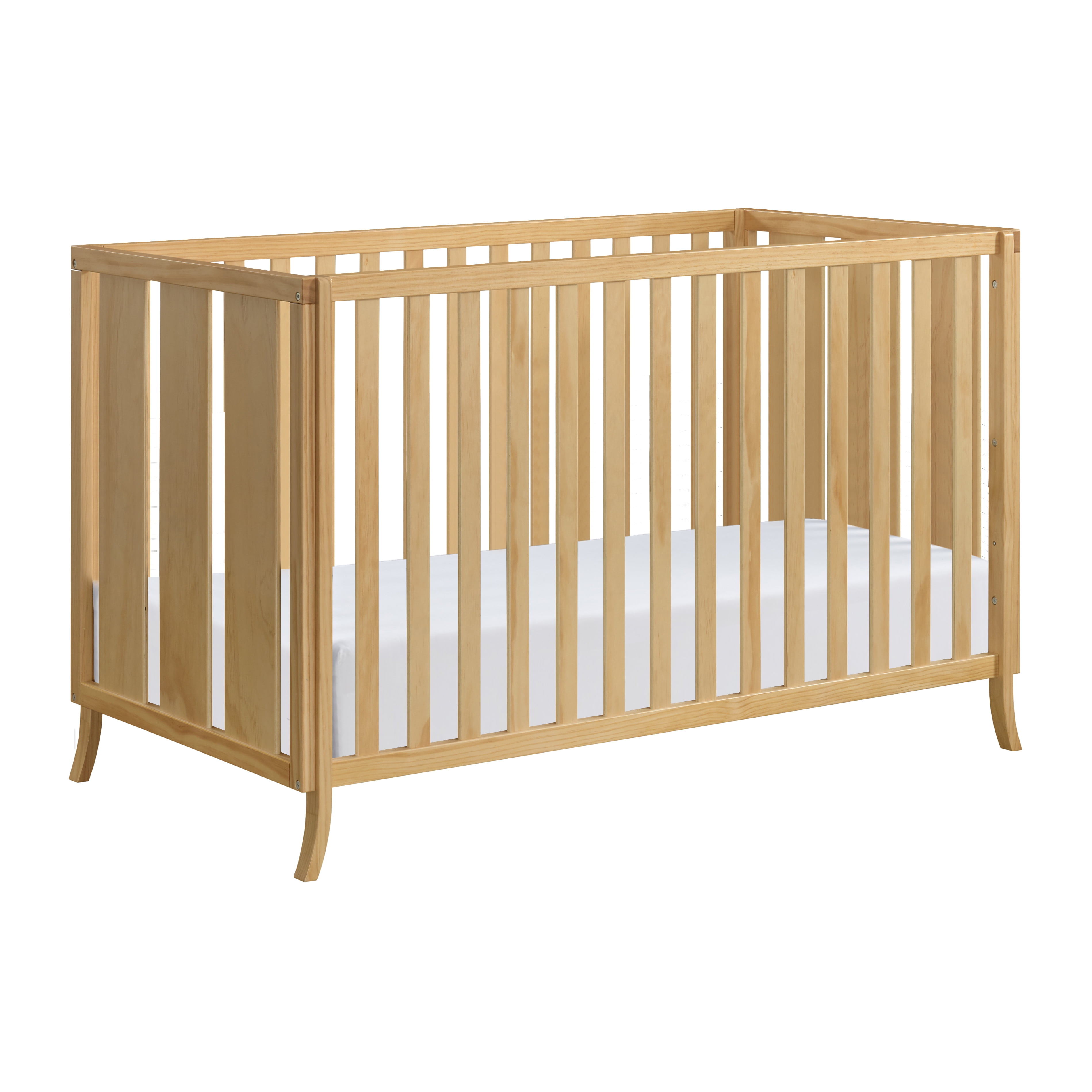 Natural Wood Convertible 4-in-1 Crib with Curved Feet