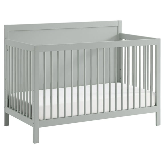 Oxford Baby Essential 4-in-1 Convertible Panel Crib with Round Spindles, Gray