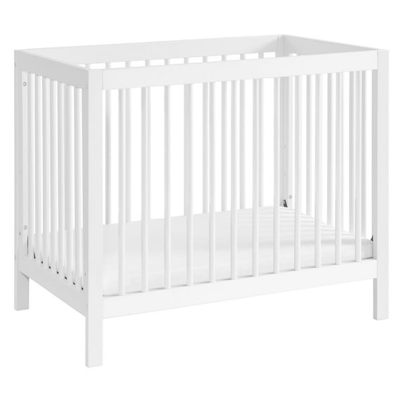 Oxford Baby Essential Island Mini 4-in-1 Convertible Crib with Round Spindles, White