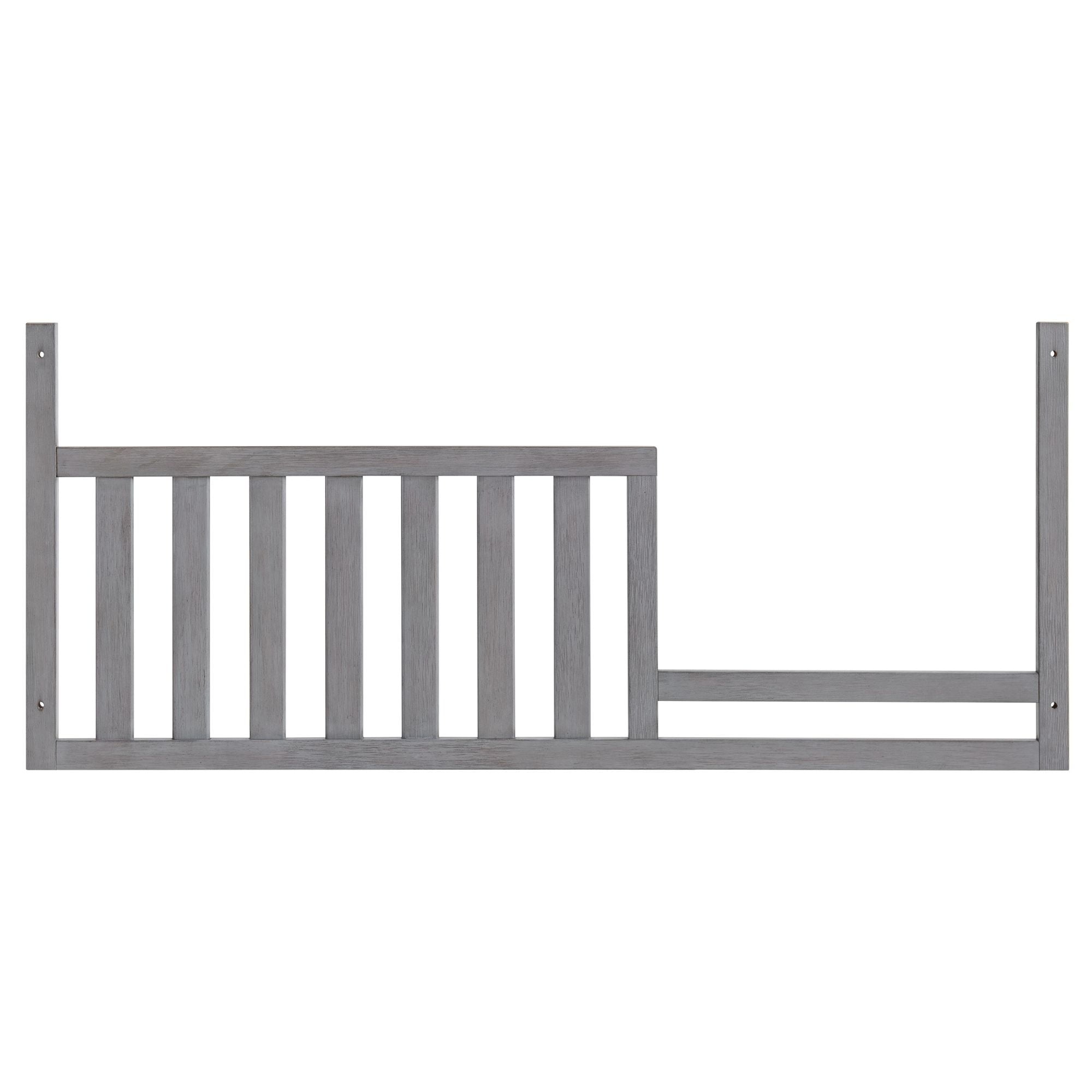 Gray Wooden Toddler Guard Rail for Crib Conversion