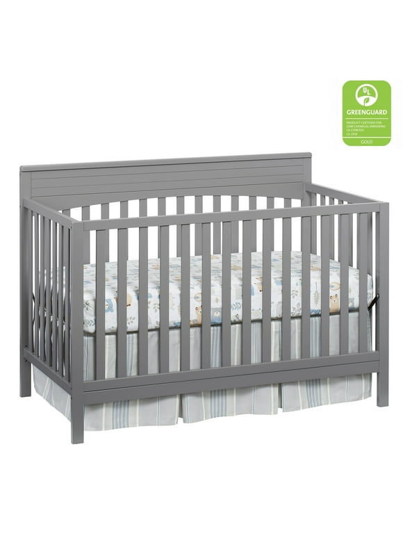 Oxford Baby Harper 4-in-1 Convertible Crib, Dove Gray, GREENGUARD Gold Certified, Wooden Crib
