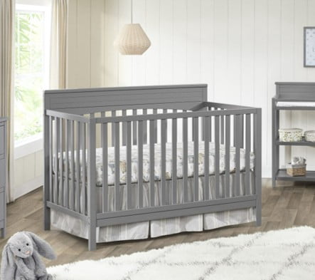 Oxford Baby Harper 4-in-1 Convertible Crib, Dove Gray, GREENGUARD Gold Certified, Wooden Crib