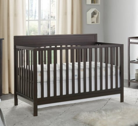 Oxford Baby Harper 4-in-1 Convertible Crib, Espresso Brown, GREENGUARD Gold Certified, Wooden Crib