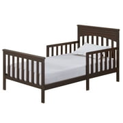 Oxford Baby Harper Wood Frame Toddler Bed with Guardrails and Flat-Top Headboard, Espresso