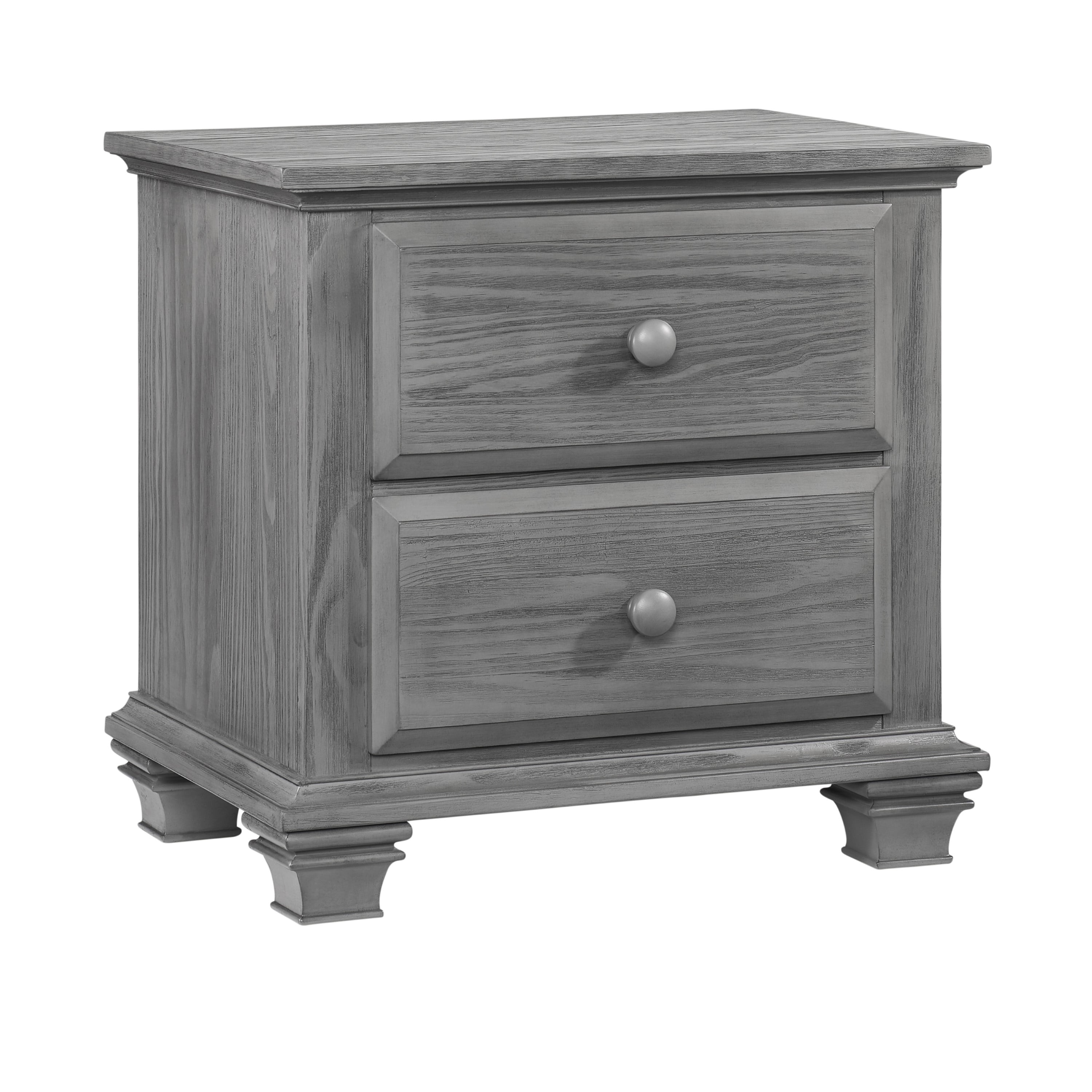 Graphite Gray Solid Wood 2-Drawer Nightstand