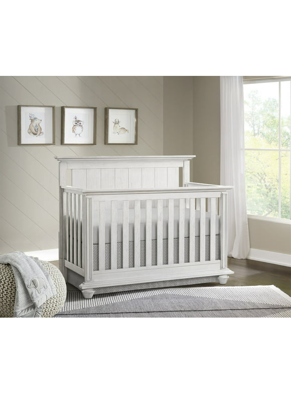 Oxford Baby Langston 4-in-1 Convertible Crib, Weathered White, Wooden Crib