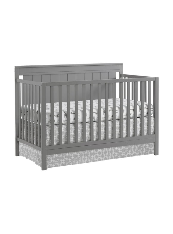 Oxford Baby Lazio 4-in-1 Convertible Crib, Dove Gray, GREENGUARD Gold Certified, Wooden Crib