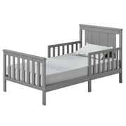 Oxford Baby Lazio Wood Frame Toddler Bed with Guardrails and Straight-Line Headboard, Dove Gray