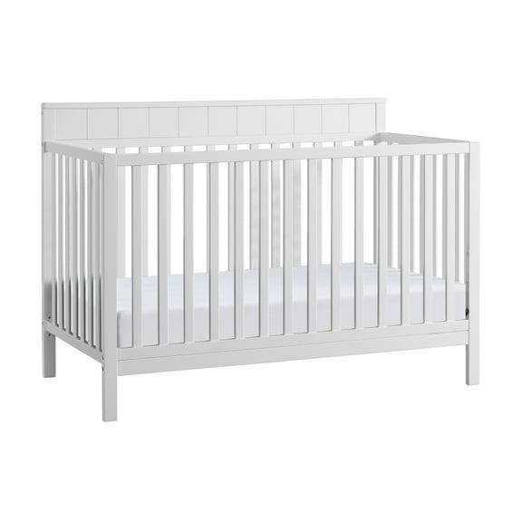 Oxford Baby Logan 4-in-1 Convertible Crib, Snow White, GREENGUARD Gold Certified, Wooden Crib