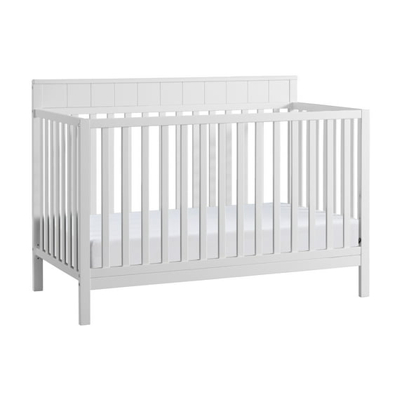 Oxford Baby Logan 4-in-1 Convertible Crib, Snow White, GREENGUARD Gold Certified, Wooden Crib