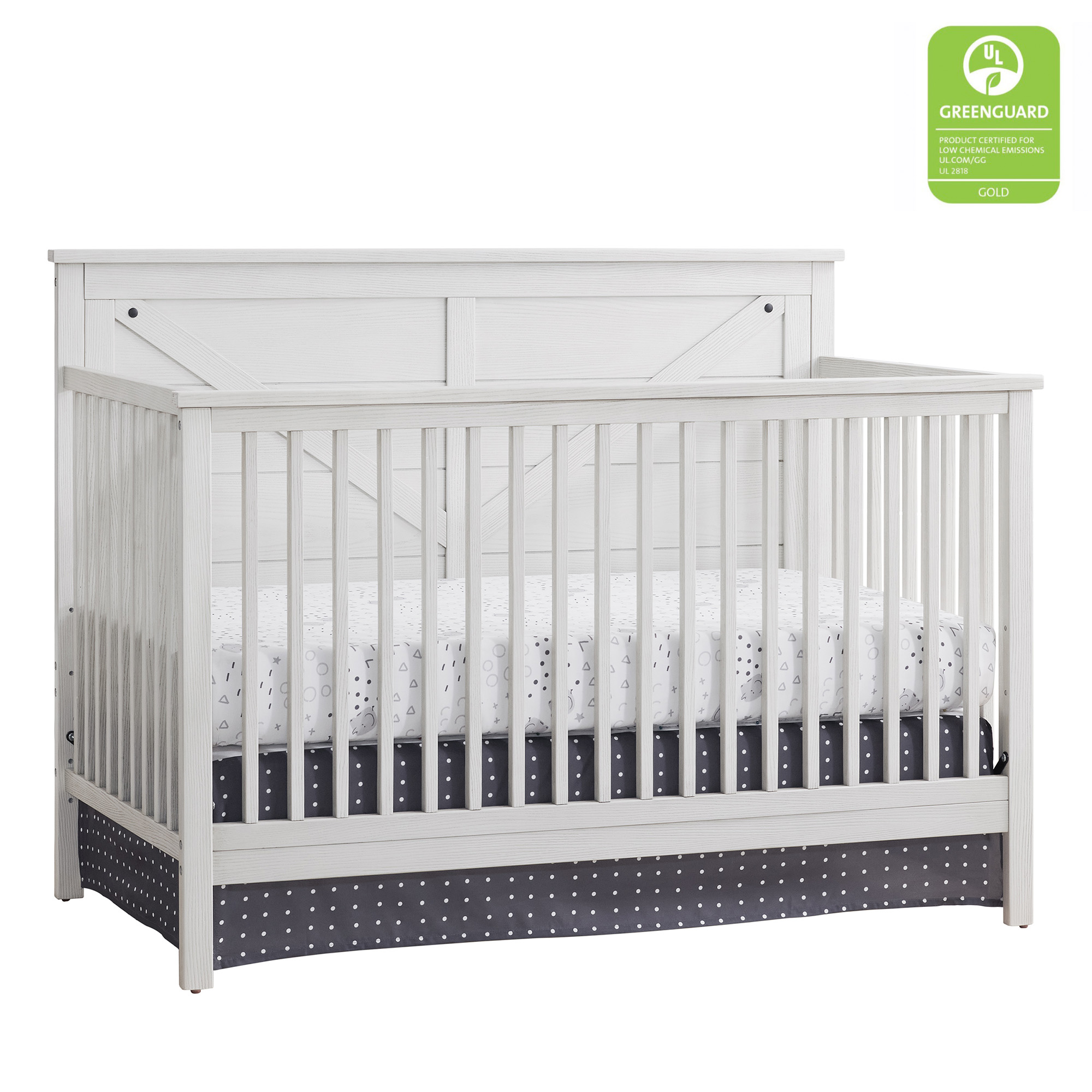 Oxford Baby Montauk 4in1 Convertible Crib, Barn White, GREENGUARD