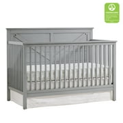 Oxford Baby Montauk 4-in-1 Convertible Crib, Farmhouse Gray, GREENGUARD Gold Certified, Wooden Crib