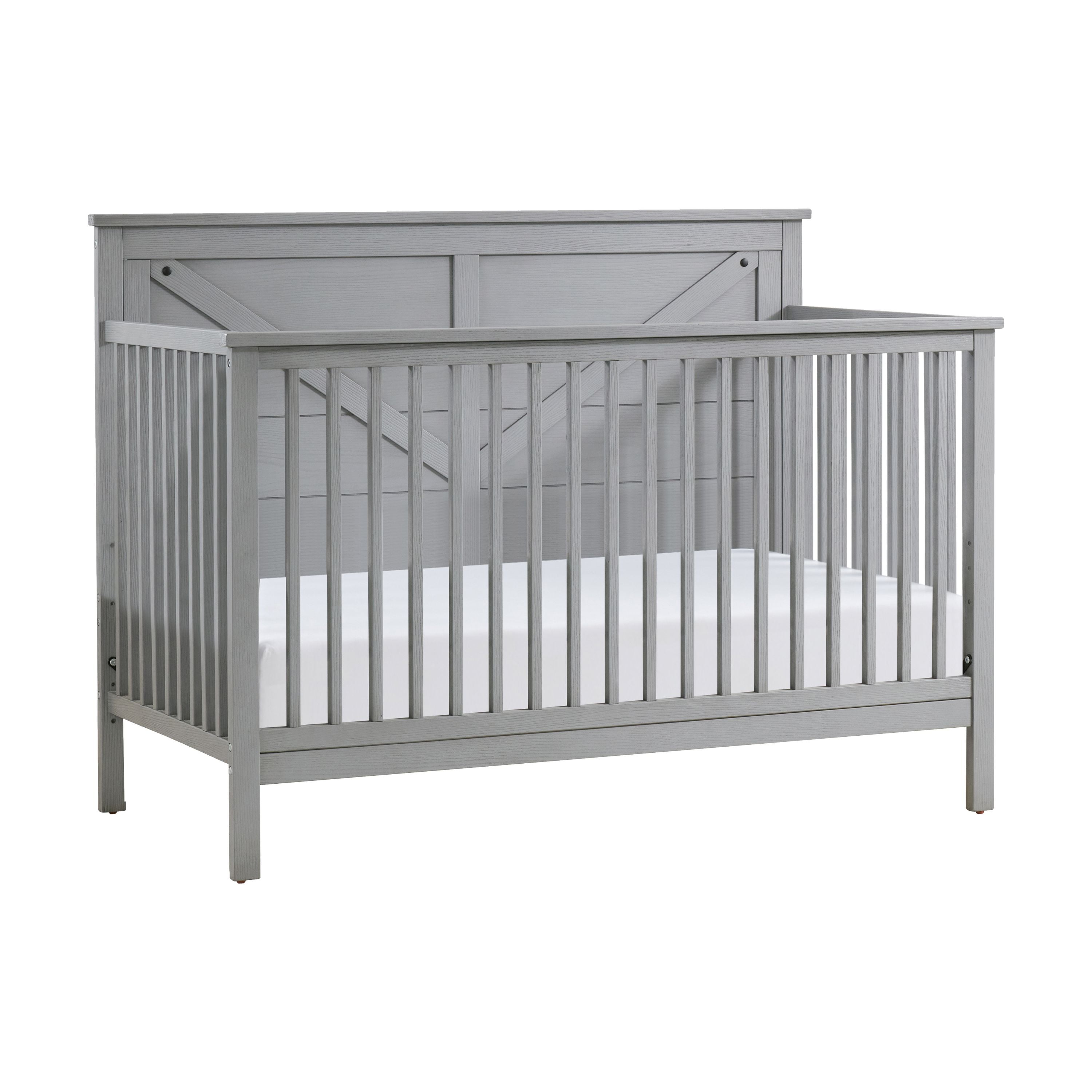 Oxford Baby Montauk 4-in-1 Convertible Crib, Farmhouse Gray, GREENGUARD Gold Certified, Wooden Crib