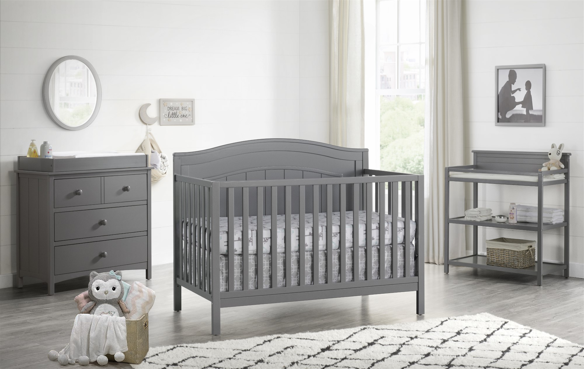 Oxford Baby North Bay 4-in-1 Convertible Crib, Dove Gray, GREENGUARD Gold Certified, Wooden Crib - image 1 of 12