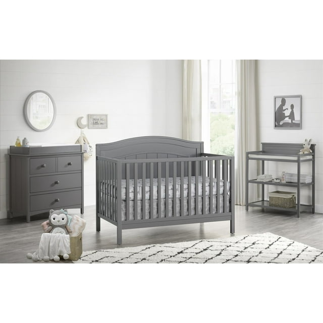 Oxford Baby North Bay 4-in-1 Convertible Crib, Dove Gray, GREENGUARD Gold Certified, Wooden Crib