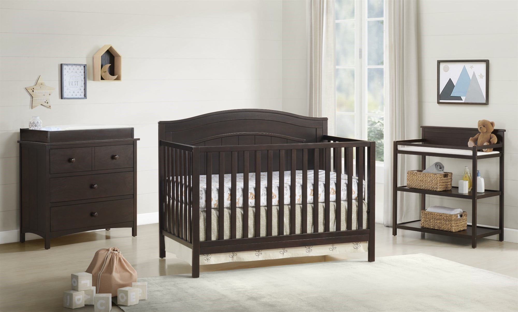 Oxford Baby North Bay 4-in-1 Convertible Crib, Espresso Brown, GREENGUARD Gold Certified