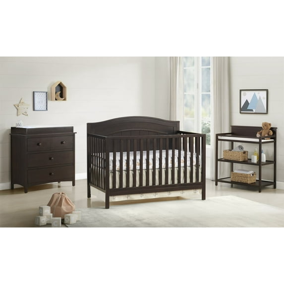 Oxford Baby North Bay 4-in-1 Convertible Crib, Espresso Brown, GREENGUARD Gold Certified