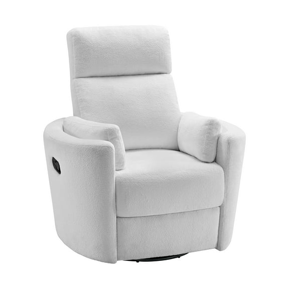Soho Baby Nottingham Manual Upholstered Glider Recliner Rocking Chair 360° Swivel for Nursery and Living Room – Plush White​