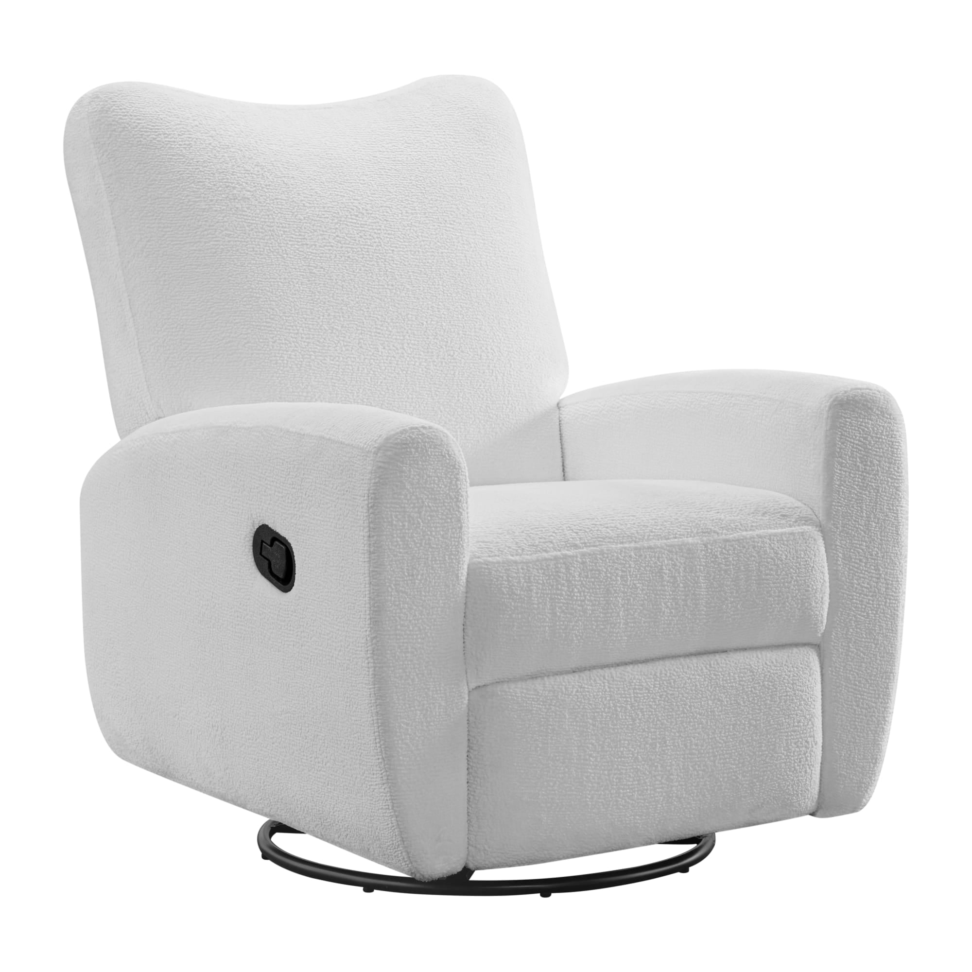 Oxford Baby Synergy Upholstered Glider Recliner Rocking Chair, Green Guard Gold Certified, 360° Swivel For Nursery And Living Room - Plush White