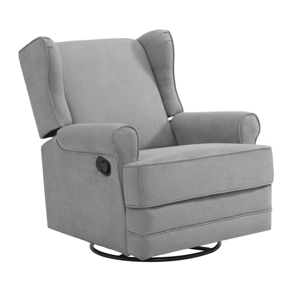 Oxford Baby Teegan Manual Upholstered Glider Recliner Rocking Chair 360° Swivel for Nursery and Living Room – Gray