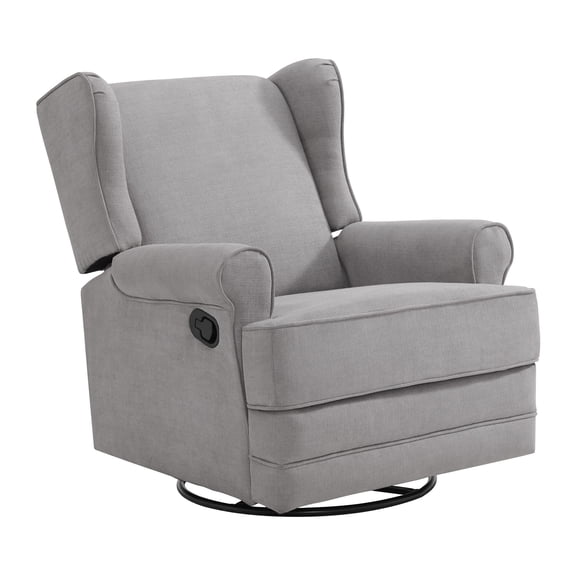 Oxford Baby Teegan Upholstered Glider Recliner Rocking Chair 360° Swivel for Nursery and Living Room – Gray