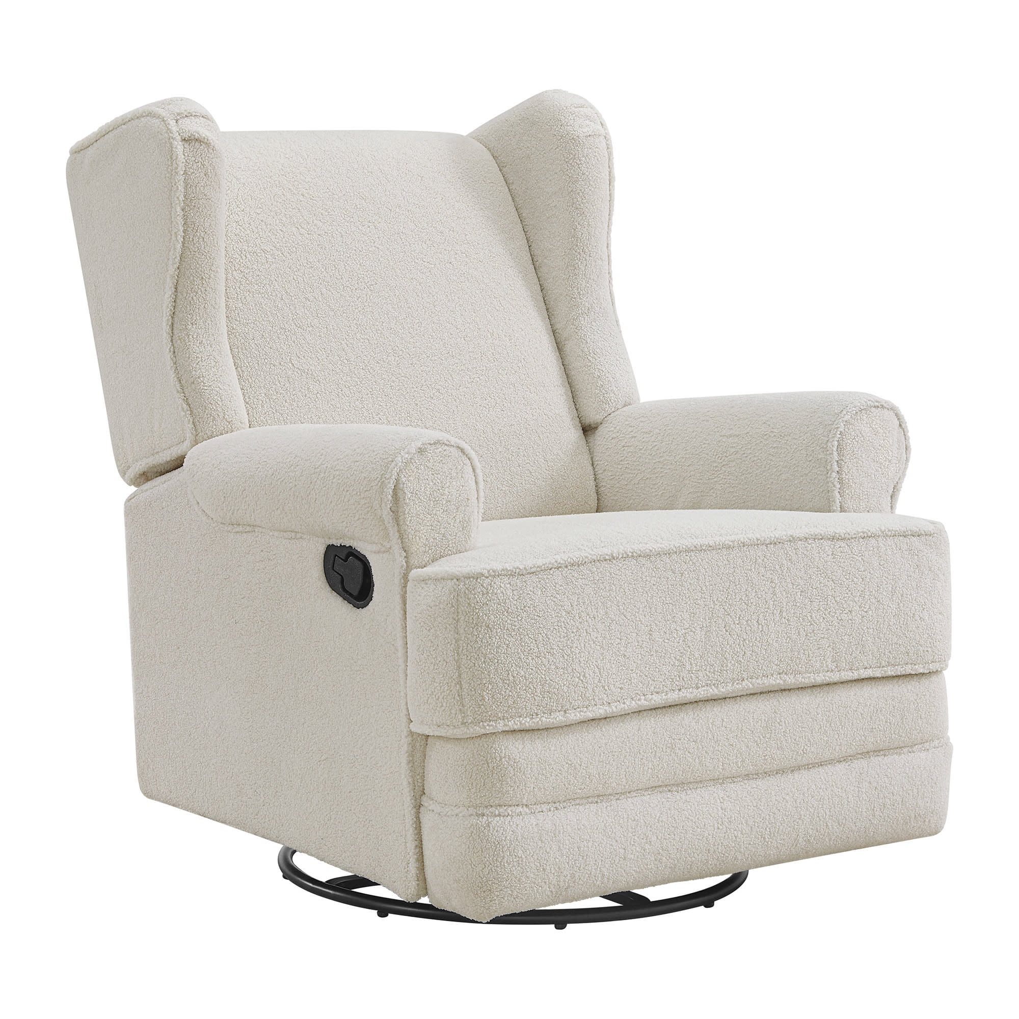 Oxford Baby Teegan Upholstered Glider Recliner Rocking Chair 360° Swivel for Nursery and Living Room – Boucle White​
