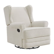 Oxford Baby Teegan Upholstered Glider Recliner Rocking Chair, Green Guard Gold Certified, 360  Swivel For Nursery And Living Room - Boucle White