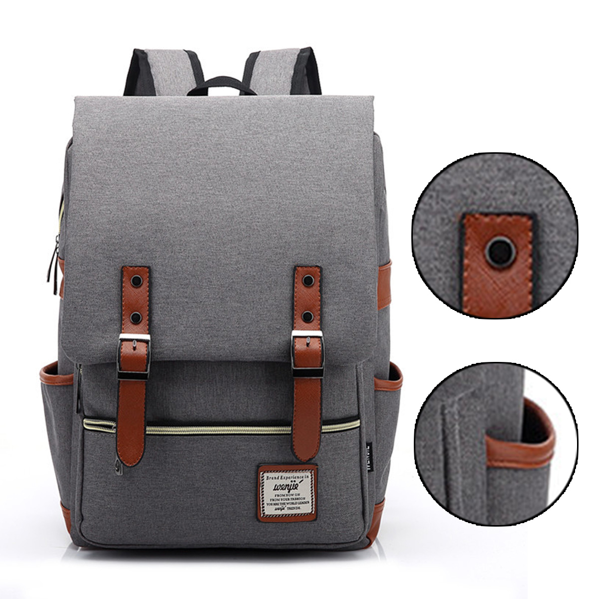 Oxford Backpack Men Women School Bags for Travel Teenagers Students Book Bags Light grey
