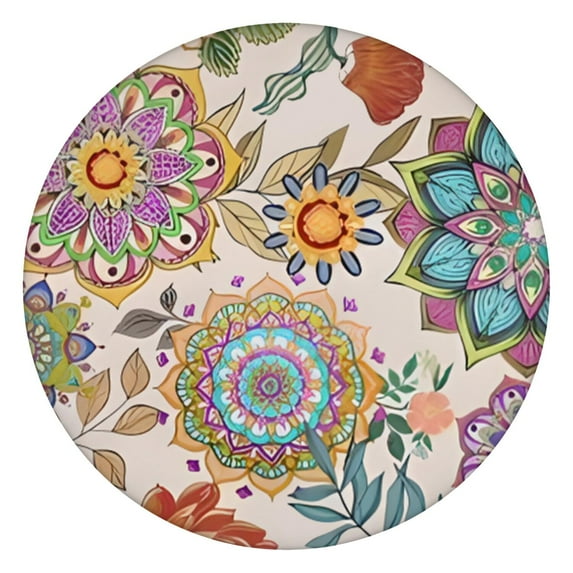 Oxford Boho Tablecloth with Waterproof Design, Elastic Fit for 36-44" Round Table, Ideal for Daily Meals, Balcony or Travel