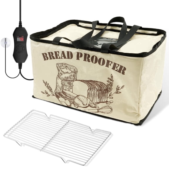 Bread Proofing Box for Sourdough, Dough Proofer with Adjustable Temp (50-113°F) & 12H Timer, Foldable Bread Baking Fermentation Box with Shelf