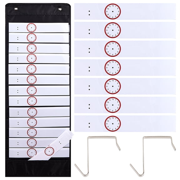 Oxford Cloth Daily Schedule Pocket Chart with Iron Hook Rectangle Colorful 900x330x2mm Hole: 7mm