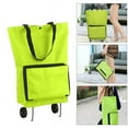 thumbnail image 1 of Oxford Cloth Foldable Shopping Cart With Wheels，Portable Hand-held Collapsible Sundries Bag，Reusable Grocery Shopping Cart Bag，Green, 1 of 9