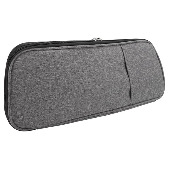 Oxford Cloth Knitting Needle Case & Crochet Storage Organizer, Long Pouch for Hooks, Woven Storage Bag in Gray (15.4 in / 39 cm)