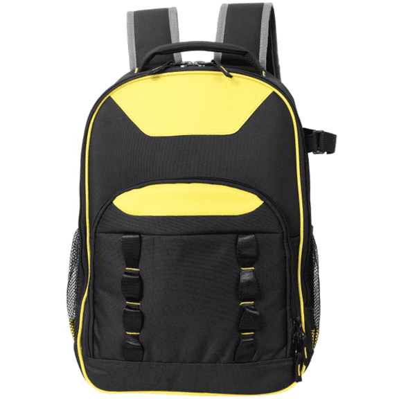 Oxford Cloth Multifunctional Tool Backpack,Heavy-Duty Tool Bag with Multiple Pockets for Electricians & Technicians,Black+Yellow