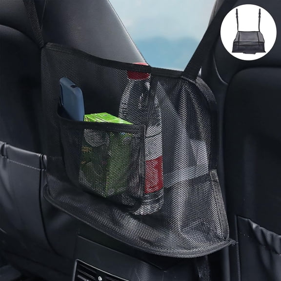 Oxford Cloth Polyester Seat Back Net Bag Car Mesh Organizer Black 405x117x265mm for DIY