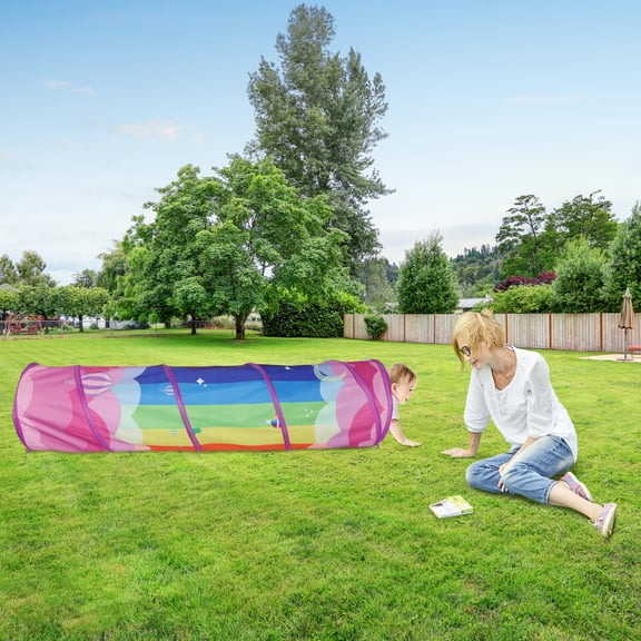 Oxford Cloth Pop up Tunnel Versatile Lightweight Toddler Play Tunnel With Wide Entrance for Home Park Campsite Backyard