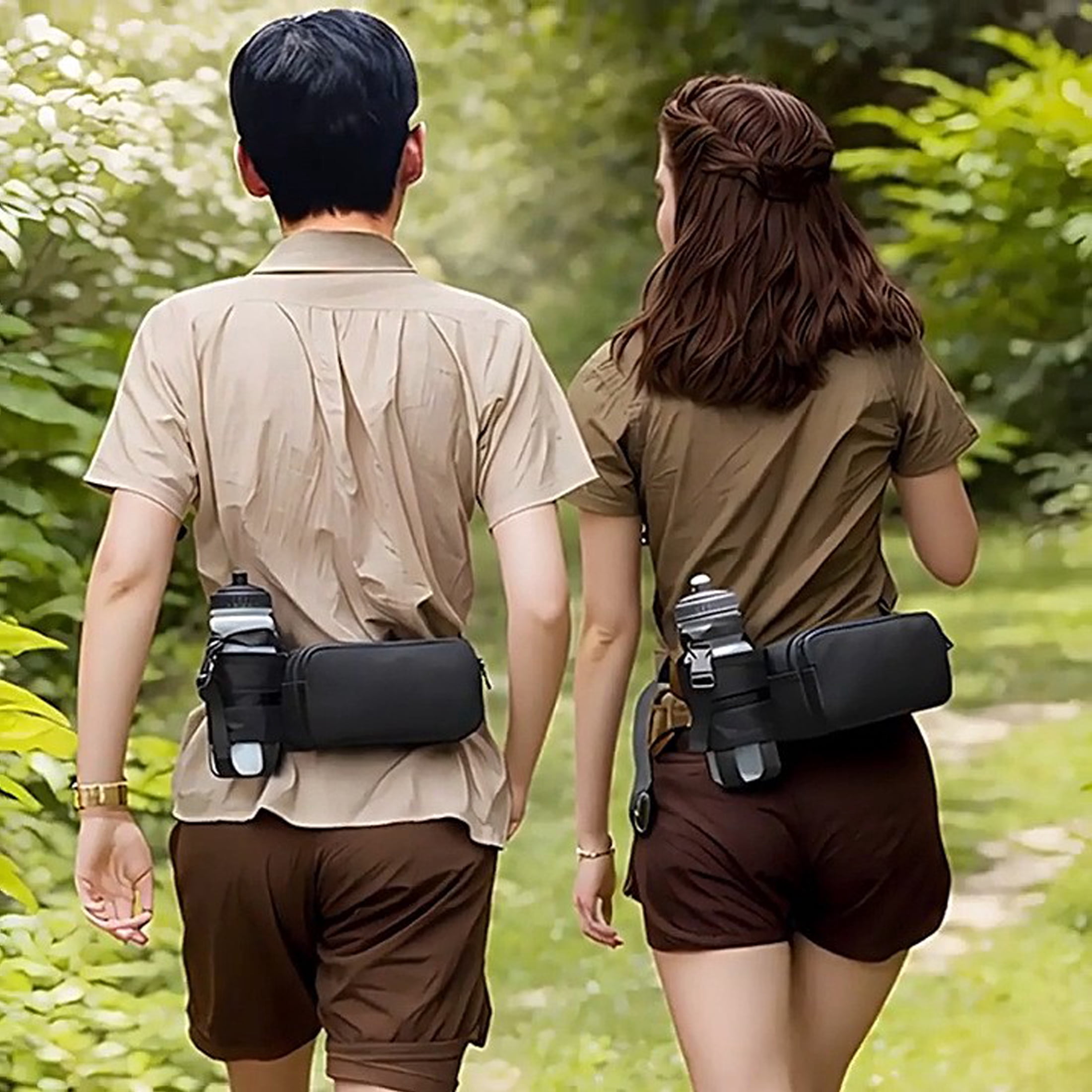 Oxford Cloth Running Belt Pack Large Capacity with Water Bottle Bag Sports Shoulder Pack Adjustable Zipper