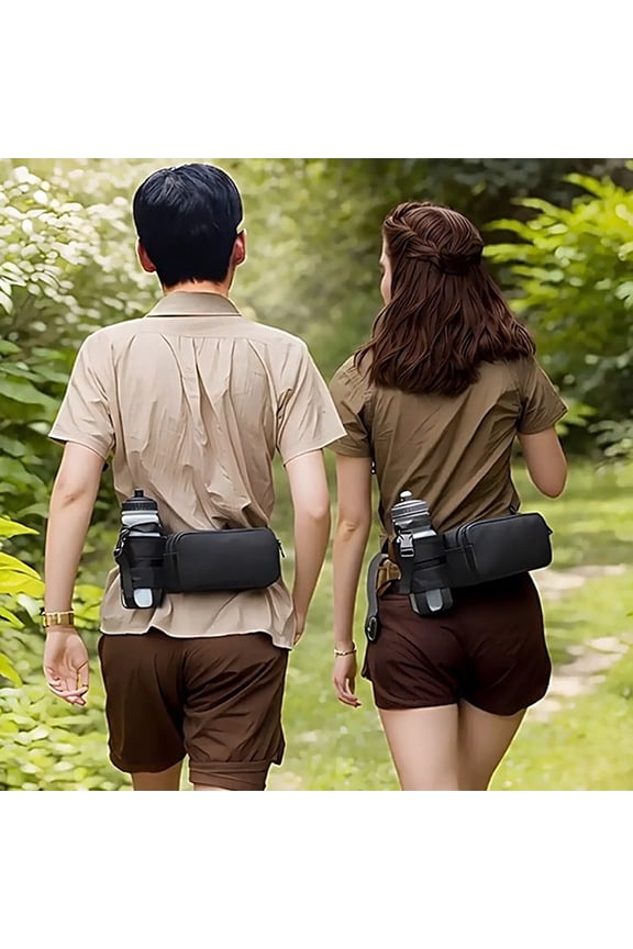 Oxford Cloth Running Belt Pack Large Capacity with Water Bottle Bag Sports Shoulder Pack Adjustable Zipper