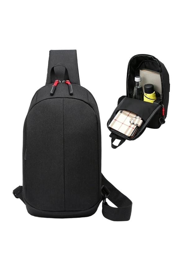 Oxford Cloth Sling Bag,Lightweight Oxford Cloth Crossbody Chest Pack, Water Resistant with Adjustable Strap for Travel Commute Outdoor Black