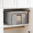 thumbnail image 1 of Oxford Cloth Storage Bin with Clear Window, Foldable Stackable Fabric Organizer, 15.8x11.8x7.9 Inch, Gray for Clothes Under Bed, 1 of 6