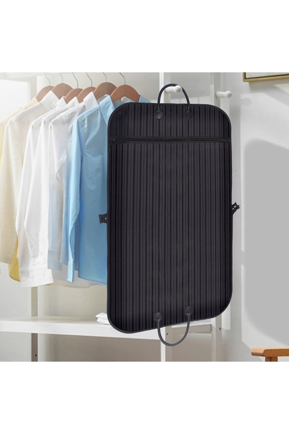 Oxford Cloth Suit Cover Striped Suit Coat Bag Clothing Storage Bag Breathable Garment Suit Cover Clothes Dress Carrier Bag with Zipper and Handle (Black)
