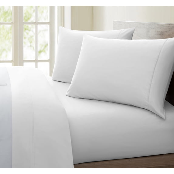 Oxford Collection 600 Thread Count Deep Pocket Egyptian Quality Cotton Solid Sheet Set (Full, White)