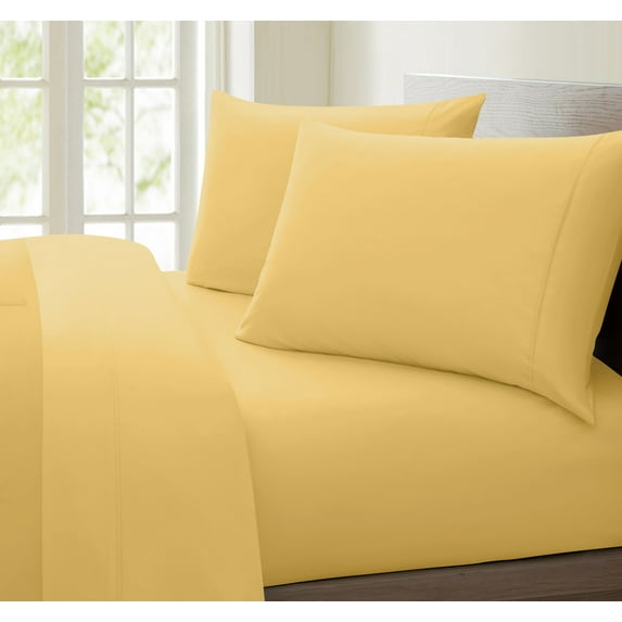 Oxford Collection 600 Thread Count Deep Pocket Egyptian Quality Cotton Solid Sheet Set (Twin, Gold)
