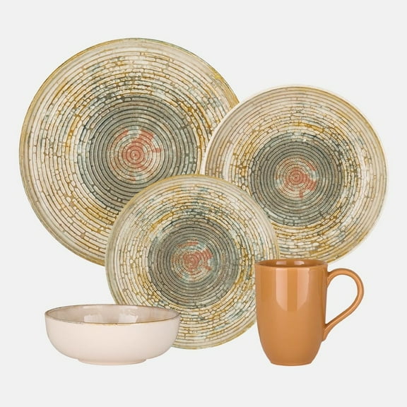 Oxford Contempo, Relic Stoneware 20 Piece Dinnerware Set, Service for 4