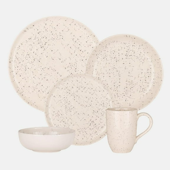 Oxford Contempo, Vanilla Stoneware 20 Piece Dinnerware Set, Service for 4