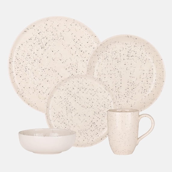 Oxford Contempo, Vanilla Stoneware 20 Piece Dinnerware Set, Service for 4