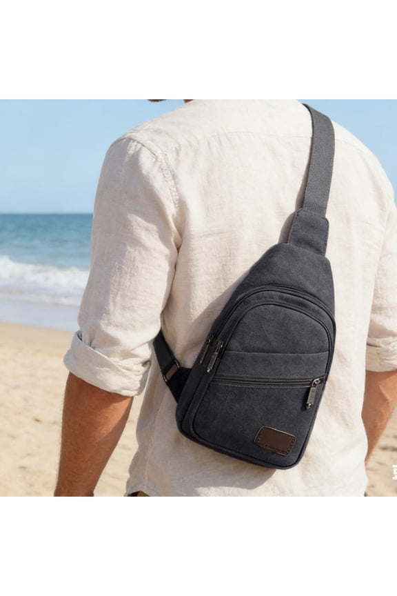 Oxford Crossbody Chest Bag with Multiple Compartments and Headphone Jack, Waterproof Sling Backpack for Daily Use Travel Hiking, Comfortable Shoulder Messenger Bag for Men Women