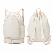 Oxford Drawstring Sports Backpack with Separate Shoe Compartment, Multi-Functional Outdoor Storage Bag for Badminton, Tennis, Pickleball & Basketball
