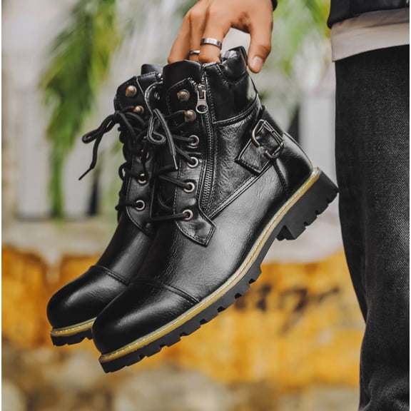 Oxford Dress Boot Mens Boots Motorcycle Casual Boots for Men Zipper Fashion Chukka Boots for Men