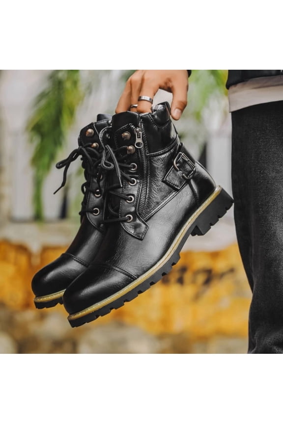 Oxford Dress Boot Mens Boots Motorcycle Casual Boots for Men Zipper Fashion Chukka Boots for Men